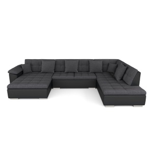 Sofas Kalm, Sofa ARIA links grau/schwarz, Ecksofa ARIA links anthrazit/schwarz