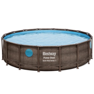 undefined, Bestway Pool Komplett-Set Rattan-Optik 488 x 122 cm, Bestway Pool Komplett-Set Rattan-Optik 488 x 122 cm