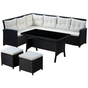 R - Regale, Regal 100 x 50 x 200 cm, Rattanlounge CANNES schwarz/beige