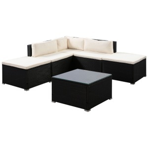 Belog, Gasgrill 2+1 Brenner, Rattanlounge FARO schwarz/beige