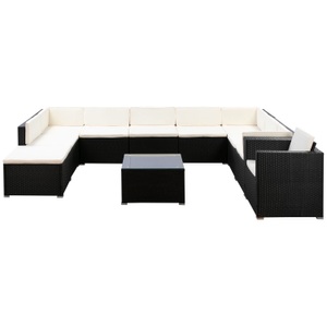 Ruby Ipro, Rattanlounge SANTORINI schwarz, Rattanlounge SANTORINI schwarz/beige