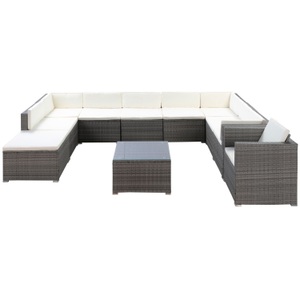 Ruby Ipro, Rattanlounge SANTORINI grau, Rattanlounge SANTORINI grau/beige