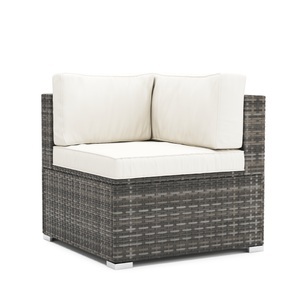 Ruby Ipro, Eckteil Rattanlounge KRETA grau / weiss, Eckteil Rattanlounge KRETA grau/weiss