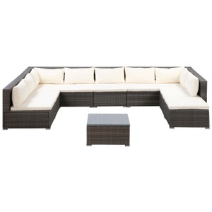 Ruby Ipro, Rattanlounge COLOMBO grau, Rattanlounge COLOMBO grau/weiss