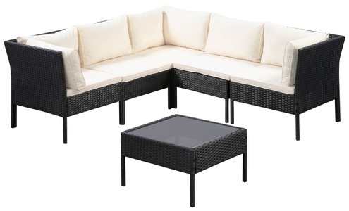 Ruby Ipro, Gartenset BARI schwarz, Rattanlounge BARI schwarz/beige