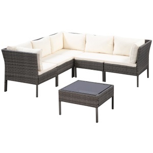 Ruby Ipro, Rattanlounge BARI grau, Rattanlounge BARI grau/beige