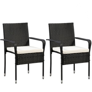 Ruby Ipro, Rattanstühle MALAGA schwarz im 2er Set, Rattanstühle MALAGA 2er Set schwarz