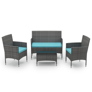 Koop, Pizzaset 3-teilig, Gartenset Rattan MALIA grau/türkis