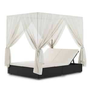 Mark Sunl, Rattanlounge Himmelbett, Sonnenbett Rattan schwarz/weiss