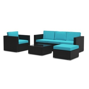 Mark Sunl, Rattanlounge KAPSTADT türkis, Rattanlounge KAPSTADT schwarz/türkis