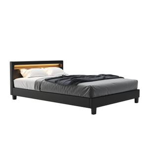 Chenggang Lederbetten, Lederbett LED LIGHTS 140 x 200 cm schwarz, Lederbett LED DREAM 140 x 200 cm schwarz