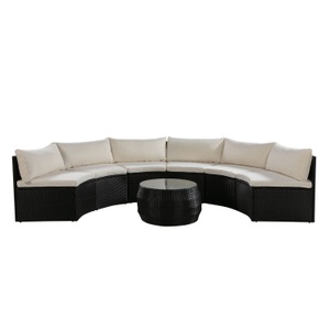 R - Ipro, Rattanlounge SEASIDE schwarz / weiss, Rattanlounge SEASIDE schwarz/weiss