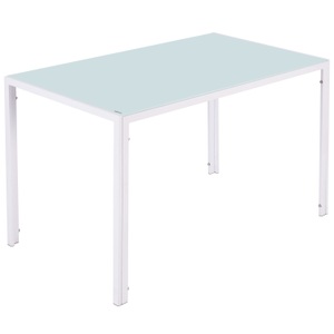 R - Esszimmerstühle, Esszimmertisch TIM weiss 120 x 70 cm, Esstisch Glas TIM 120 x 70 cm weiss