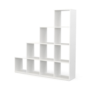 Ruby Diverses, Treppenregal Raumteiler OMAR 10 Fach weiss, Treppenregal Raumteiler OMAR 10 Fächer 142 x 142 cm weiss