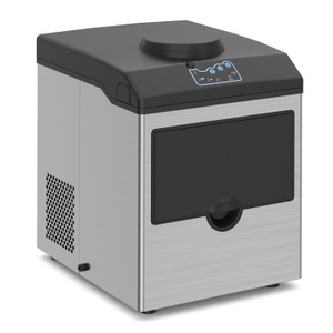 R - Ice cube maker + Fridge, Eiswürfelmaschine silber 22 kg / 24 h, Eiswürfelmaschine mit Wasserspender 22 kg / 24 h