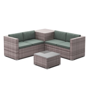 R - Ipro, Rattanlounge SAN MARINO graubraun / grün, Rattanlounge SAN MARINO graubraun/grün