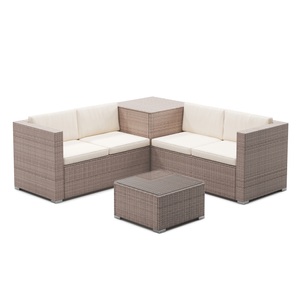 R - Ipro, Rattanlounge SAN MARINO taupe / beige, Rattanlounge SAN MARINO taupe/beige