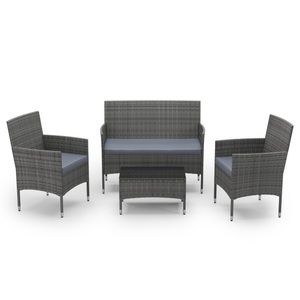R - Ipro, Gartenset Rattan MALIA grau/anthrazit, Gartenset Rattan MALIA grau/anthrazit