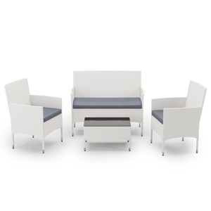 R - Ipro, Gartenset Rattan MALIA weiss/grau