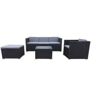 undefined, Gartenset SALERNO anthrazit, Rattanlounge SALERNO schwarz/anthrazit