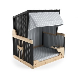 undefined, Hundebett Strandkorb grau/weiss
