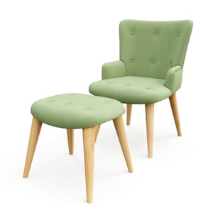 undefined, Sessel mit Hocker NEVIO mintgrün, Sessel mit Hocker NEVIO mintgrün