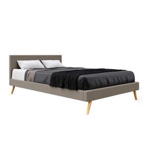 undefined, Lederbett ELVAR 140 x 200 cm taupe, Lederbett ELVAR 140 x 200 cm taupe