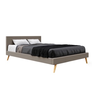 undefined, Lederbett ELVAR 160 x 200 cm taupe