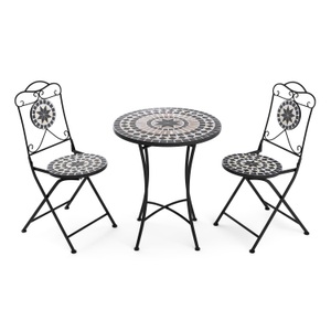 undefined, Bistroset MOSAIK 3-teilig schwarz, Bistroset MOSAIK 3-teilig schwarz