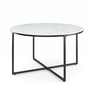 undefined, Beistelltisch Glas AMARA rund 80 x 45 cm weiss/schwarz