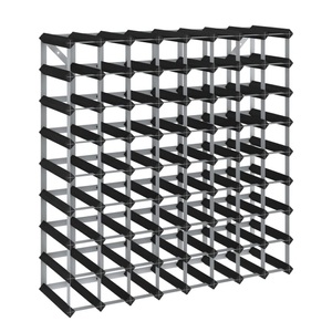 undefined, Weinregal Massivholz für 72 Flaschen schwarz, Weinregal Massivholz für 72 Flaschen schwarz