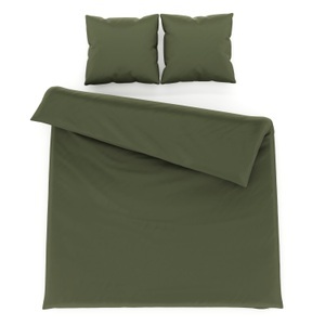 undefined, Bettwäsche 3-teilig 65 x 65 cm + 200 x 210 cm olive, Bettwäsche 3-teilig 65 x 65 cm + 200 x 210 cm olive