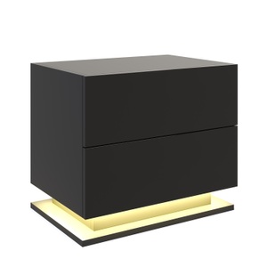 undefined, Nachttisch LED MINO mit 2 Schubladen schwarz, Nachttisch LED MINO mit 2 Schubladen schwarz