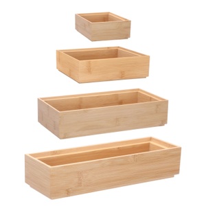 undefined, Aufbewahrungsbox 4er Set Bambus, Aufbewahrungsbox Set Bambus 4-teilig