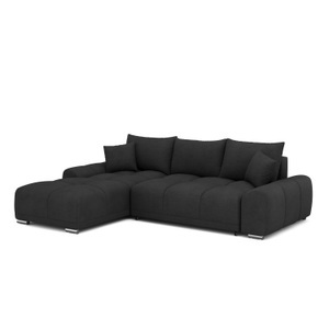 undefined, Ecksofa mit Schlaffunktion TRAVIS links schwarz, Ecksofa mit Schlaffunktion TRAVIS links schwarz