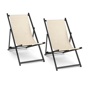undefined, Liegestuhl AAREN 2er Set beige/schwarz, Liegestuhl AAREN 2er Set beige/schwarz