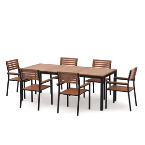 undefined, Gartenmöbel Set Holz MARCIA 7-teilig