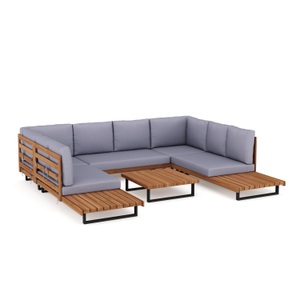 undefined, Lounge Holz KENDRA natur/grau, Lounge Holz KENDRA natur/grau