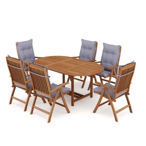 undefined, Gartenmöbel Set Holz NISA 7-teilig, Gartenmöbel Set Holz NISA 7-teilig