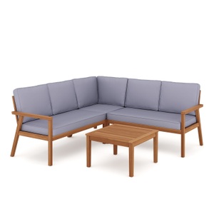 undefined, Lounge Holz GIRONA natur/grau