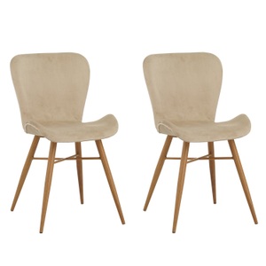 undefined, Esszimmerstuhl Samt TONI 2er Set beige, Esszimmerstuhl TONI 2er Set Samt beige
