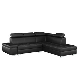 Sofas Kalm, Ecksofa DEBORA L-Form rechts, Ecksofa Leder DEBORA rechts schwarz