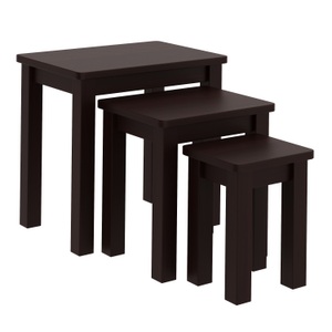 undefined, Beistelltisch Holz LUIGI 3-teilig dunkelbraun, Beistelltisch Holz LUIGI 3-teilig dunkelbraun