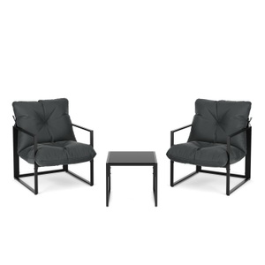 undefined, Gartenmöbel Set DELANO 3-teilig anthrazit/schwarz