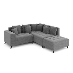 undefined, Ecksofa Samt mit Ottomane ELINA rechts anthrazit