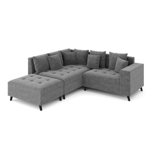undefined, Ecksofa Samt mit Ottomane ELINA links anthrazit