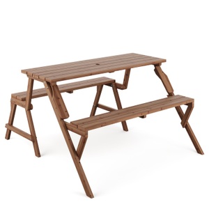 undefined, Campingtisch Garnitur Gartenbank Holz 2-in-1