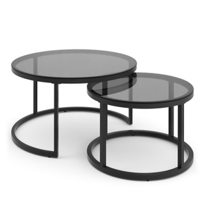 undefined, Beistelltisch Glas MARCEL rund 2-teilig schwarz