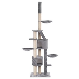 R - cat trees, Katzenbaum deckenhoch 230 - 265 cm grau, Katzenbaum BALU 265 cm grau