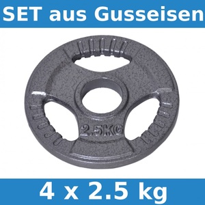 Jaden, Hantelscheiben Gripper Gewicht 4x 2.5 kg = 10 kg total, Hantelscheiben Gusseisen GRIPPER 50 mm 4 x 2.5 kg